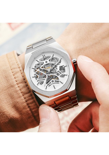 Gümüş Relogio Masculino Forsining Erkek Saatleri 30M Su Geçirmez Izle Erkekler Lüks Tasarımcı Marka Otomatik Mekanik Saat Erkek Saat (Yurt Dışından) fırsatları