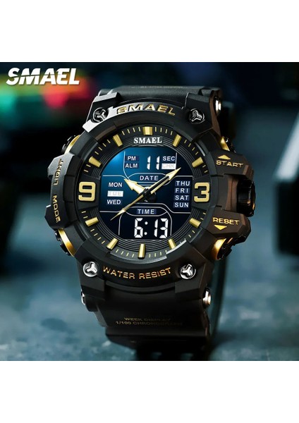 Siyah Smael Çift Zamanlı Dijital Saat Erkekler Için Moda Spor Saatler Su Geçirmez Kronograf Elektronik Kol Saati Otomatik Tarih Alarmı 8049 (Yurt Dışından) fiyatları