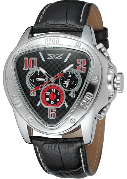 Siyah Jaragar Erkek ve Kadın Saatleri Gündelik Moda Üç Göz Altı El Mekanik Saat Gün Tarihi Kemer Saat Üçgen Saat (Yurt Dışından)