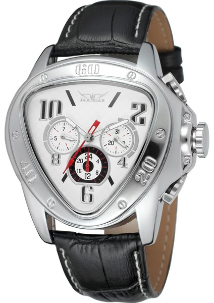 Siyah Jaragar Erkek ve Kadın Saatleri Gündelik Moda Üç Göz Altı El Mekanik Saat Gün Tarihi Kemer Saat Üçgen Saat (Yurt Dışından) modelleri