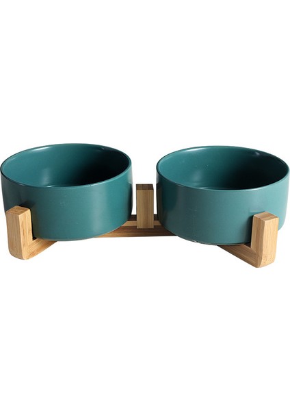 Sarı M - 850ML 400/850ML Büyük Kapasiteli Seramik Köpekler Kase Kedi Maması Ahşap Standlı Su Kaseleri Dökülmez Pet Yükseltilmiş Besleme Köpek Besleyici (Yurt Dışından) indirimleri