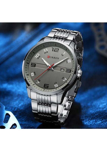 Gri Kutu Curren Moda Tasarımı Paslanmaz Çelik Kuvars Saatler Erkekler Için Rahat Iş Kol Saatleri Aydınlık Eller Saat (Yurt Dışından) modelleri