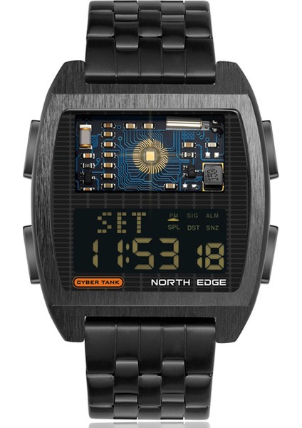 Siyah North Edge 2022 Erkek Dijital Saat Retro Endüstriyel Metal Tarzı Su Geçirmez 50 M Spor Saatler Erkekler Için Dünya Saati Reloj De Hombre (Yurt Dışından)