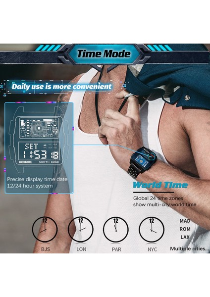 Siyah North Edge 2022 Erkek Dijital Saat Retro Endüstriyel Metal Tarzı Su Geçirmez 50 M Spor Saatler Erkekler Için Dünya Saati Reloj De Hombre (Yurt Dışından) indirimleri