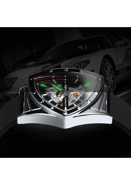 Kutu Altın Sıyah Kazanan Askeri Üçgen Otomatik Izle Erkekler Için Mekanik Saatler Aydınlık Moda Lüks Kauçuk Kayış Spor Saat (Yurt Dışından) modelleri