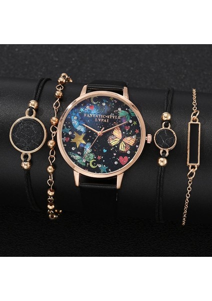 Siyah 5 Adet Set Lvpai Marka 5 Adet Yeni Lüks Moda Bilezik Saat Seti Kadınlar Bayanlar Kol Saati Saatler Bayanlar Relogio Feminino Reloj Mujer 2022 (Yurt Dışından) modelleri