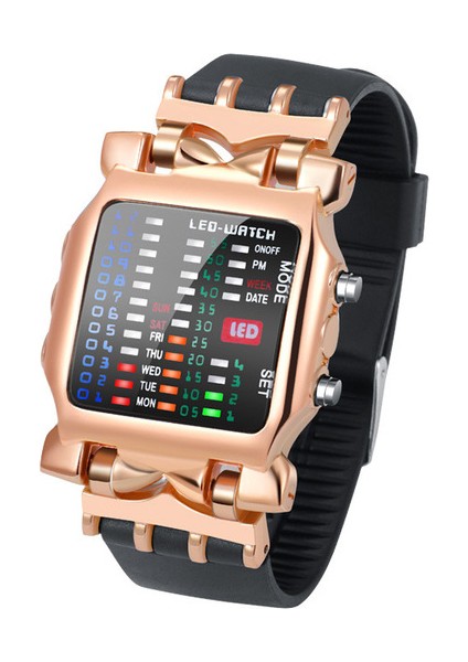 Gül Altın Siyah Ikili Izle Erkekler LED Dijital Saatler Aydınlık Moda Spor Su Geçirmez Saatler Adam Saat Yeni Relogio Masculino (Yurt Dışından)