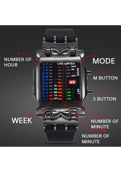 Gül Altın Siyah Ikili Izle Erkekler LED Dijital Saatler Aydınlık Moda Spor Su Geçirmez Saatler Adam Saat Yeni Relogio Masculino (Yurt Dışından) modelleri