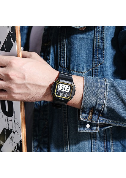 Kırmızı Okunması Kolay Büyük Sayılar Harika Saatler 44MM Kadran 3ATM Suya Dayanıklı LED Arka Işık (Yurt Dışından) indirimleri
