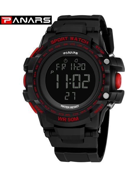 Gri 2022 Panars Büyük Kadran Yeni Izle Saat Erkekler Açık Spor Spor Izle LED Dijital Saatler Erkekler Moda Koşu Chronograph 8013 (Yurt Dışından)