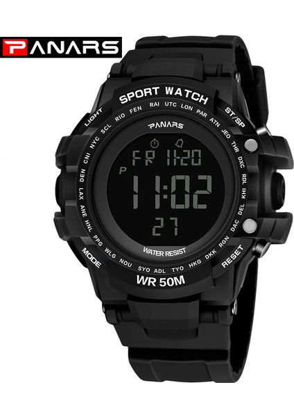 Gri 2022 Panars Büyük Kadran Yeni Izle Saat Erkekler Açık Spor Spor Izle LED Dijital Saatler Erkekler Moda Koşu Chronograph 8013 (Yurt Dışından)