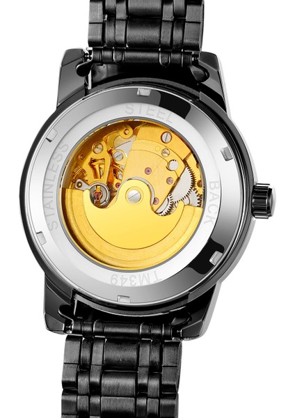 Gümüş Siyah Kazanan Spor Mekanik Tasarım Erkek Saatler Lüks Retro Tarzı Elmas Paslanmaz Çelik Bilezik Otomatik Kol Saatleri (Yurt Dışından) indirimleri