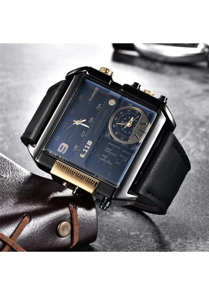 Kutu ile (Beyaz) Kare Saatler Erkekler LED Su Geçirmez Çoklu Zaman Dilimi Erkek Saatler Lüks Marka Relogio Masculino Montre Homme Spor Saat (Yurt Dışından) fiyatları
