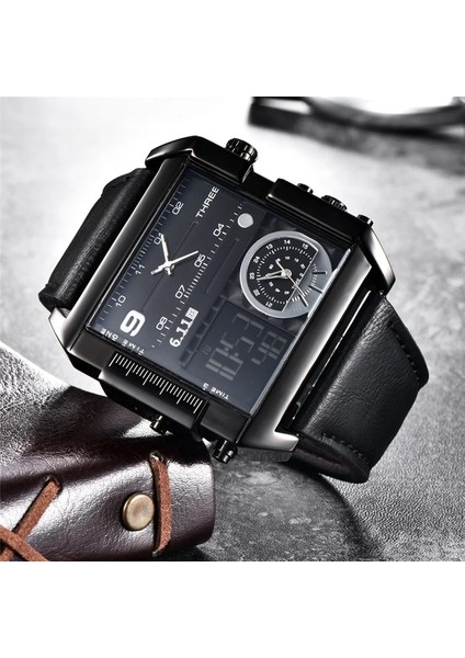 Kutu ile (Beyaz) Kare Saatler Erkekler LED Su Geçirmez Çoklu Zaman Dilimi Erkek Saatler Lüks Marka Relogio Masculino Montre Homme Spor Saat (Yurt Dışından) fırsatları