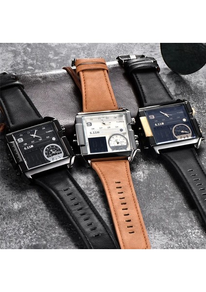 Kutu ile (Beyaz) Kare Saatler Erkekler LED Su Geçirmez Çoklu Zaman Dilimi Erkek Saatler Lüks Marka Relogio Masculino Montre Homme Spor Saat (Yurt Dışından) indirimleri