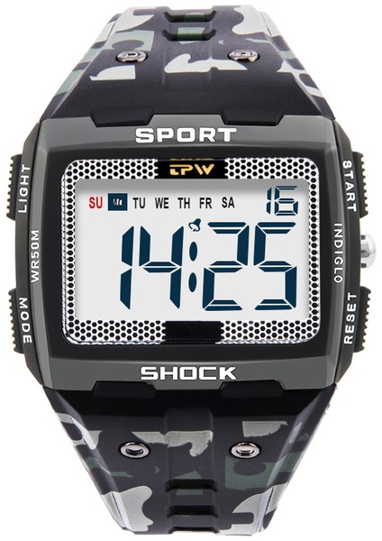 Kamuflaj Spor Açık Izle Erkek Arka Işık Alarmı Otomatik Saat Ordu Yeşil 50 M Su Geçirmez Izle LED Erkek Dijital Saatler Reloj Hombre (Yurt Dışından)