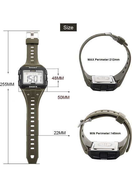Kamuflaj Spor Açık Izle Erkek Arka Işık Alarmı Otomatik Saat Ordu Yeşil 50 M Su Geçirmez Izle LED Erkek Dijital Saatler Reloj Hombre (Yurt Dışından)