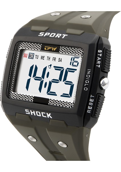 Kamuflaj Spor Açık Izle Erkek Arka Işık Alarmı Otomatik Saat Ordu Yeşil 50 M Su Geçirmez Izle LED Erkek Dijital Saatler Reloj Hombre (Yurt Dışından)