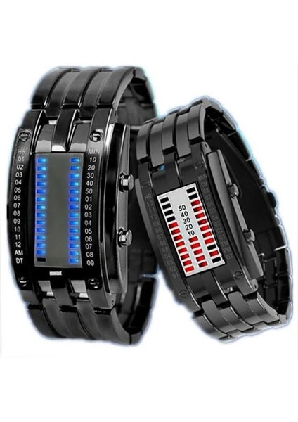 Kadın Gümüş Mavi Moda Yaratıcı Dijital Saat Erkekler Ikili Saat Su Geçirmez Spor Erkek Saati Elektronik Saatler Ikili Saat Reloj Binario (Yurt Dışından) modelleri