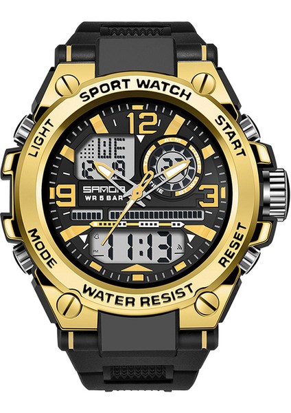 6024 Siyah Altın Üst Marka Lüks Erkek Spor Saat Dijital LED Elektronik G Tarzı Kuvars Saatı Su Geçirmez Yüzme Şok Askeri Spor (Yurt Dışından)