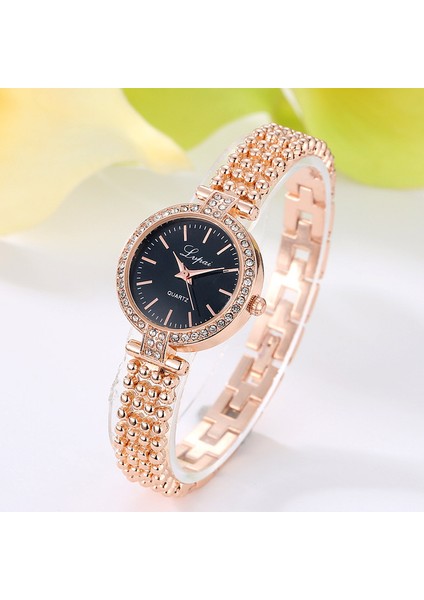 Altın Siyah Lüks Kristal Kadın Bilezik Saatler Üst Marka Moda Elmas Bayanlar Kuvars Izle Çelik Kadın Kol Saati Montre Femme Relogio (Yurt Dışından)