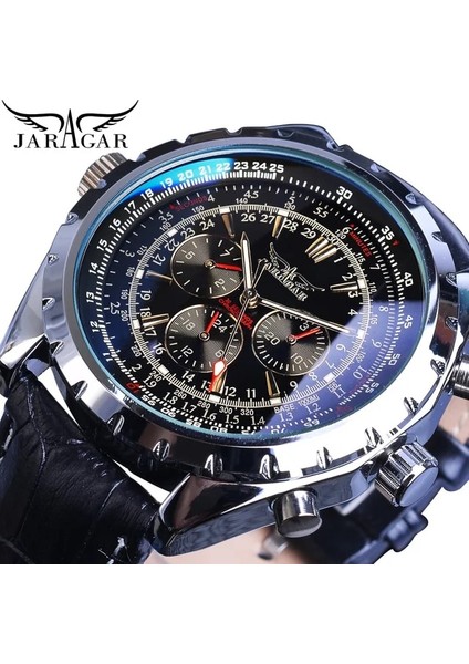 GMT1144-2SMALL Jaragar 2020 Mavi Cam Aviator Serisi Askeri Gerçek Erkek Spor Otomatik Kol Saati Üst Marka Lüks Mekanik Erkek Saat Saat (Yurt Dışından)