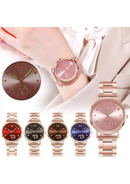 R Kadın Quartz Saat Paslanmaz Çelik Şerit Gül Altın Analog Kol Saati Kadın Bilezik Saatler Aydınlık Saat Hediye Zegarek Damski (Yurt Dışından) modelleri