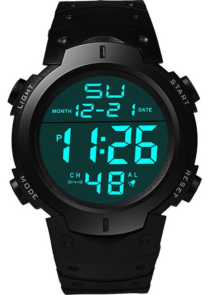 2-Siyah Erkek Spor LED Saatler Üst Marka Erkekler Dijital Saat Çok Fonksiyonlu Kauçuk Adam Fitnes Atlet Zaman Işleyişi Elektronik Saat Reloj (Yurt Dışından)