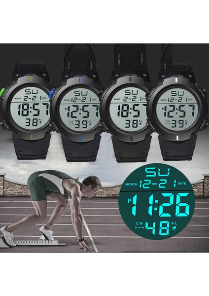 2-Siyah Erkek Spor LED Saatler Üst Marka Erkekler Dijital Saat Çok Fonksiyonlu Kauçuk Adam Fitnes Atlet Zaman Işleyişi Elektronik Saat Reloj (Yurt Dışından)