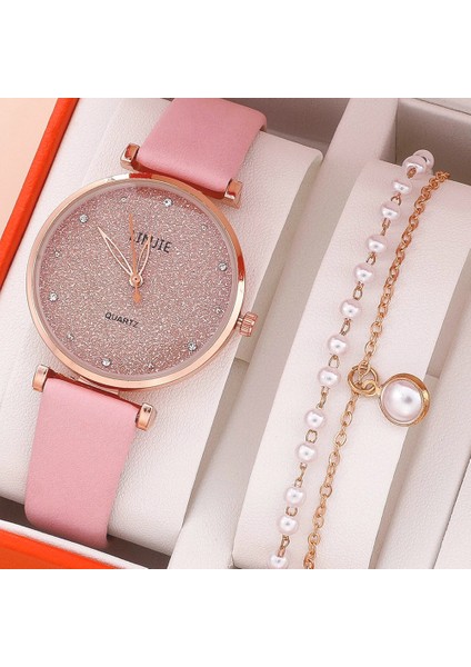 Beyaz 3 2 Adet Kadın Bilezik Saat Seti Güzel Pembe Deri Bant Quartz Saat Kadınlar Için Bayanlar Gündelik Elbise Saat Kol Saati Reloj Mujer (Yurt Dışından) fiyatları
