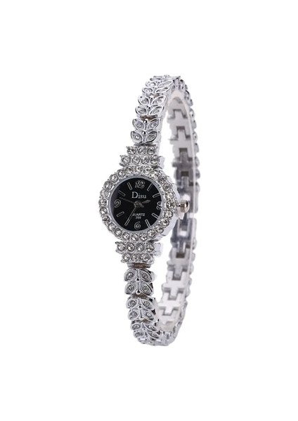 DS006-BLACK Yeni Altın Kadın Bilezik Izle Lüks Yapraklar Şekli Alaşım Band Kuvars Bilek Saatler Kadın Moda Lüks Elbise Saatler Reloj Mujer (Yurt Dışından)