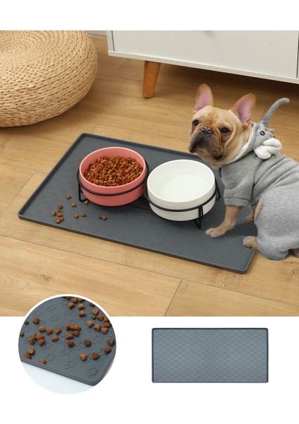 Siyah 40X60 cm Evcil Hayvan Mama Matı Pet Placemat Köpek Hayvan Mama Kabı Ped Köpekler ve Kediler Su Geçirmez Besleme Matı Gıda ve Su Taşmasını Önlemek Silikon (Yurt Dışından) fiyatları