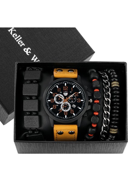 Izle Hediye Seti 01 Lüks Erkekler Kuvars Saatı Deri Band Fahsion Casual Izle Erkekler Için Bilezik ile Erkek Arkadaşı Için Hediye Seti Relogio Masculino (Yurt Dışından) fırsatları