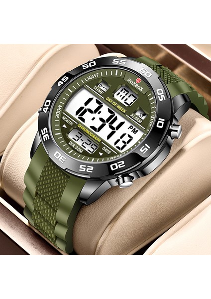 Yeşil Lıge Relogio Masculino Erkek Saatler Büyük Kadran Lüks Ünlü Üst Marka Erkek Moda Gündelik Elbise Izle Askeri Dijital Kol Saati (Yurt Dışından)