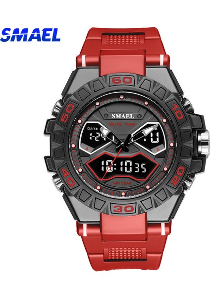 Siyah Smael Elektronik Saat Erkekler Için Çift Zaman Göstergesi Ordu Spor Dijital Kol Saati Kronograf Otomatik Tarih LED Erkek Kuvars Saat (Yurt Dışından) fırsatları