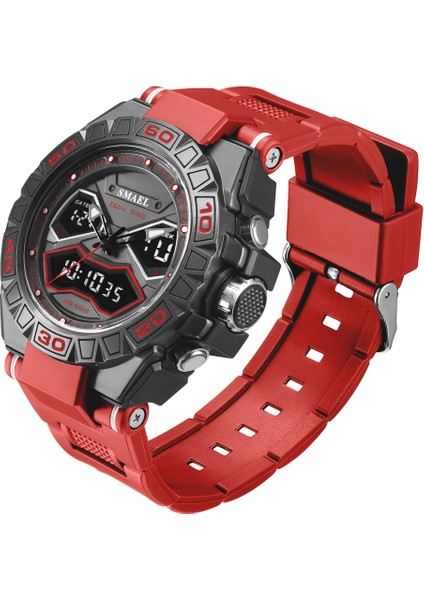 Siyah Smael Elektronik Saat Erkekler Için Çift Zaman Göstergesi Ordu Spor Dijital Kol Saati Kronograf Otomatik Tarih LED Erkek Kuvars Saat (Yurt Dışından) indirimleri