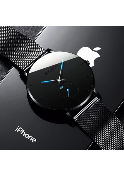 L Siyah Beyaz Minimalist Erkek Moda Rahat Erkekler Için Saatler Iş Saati Erkek Paslanmaz Çelik Hasır Kemer Basit Kuvars Izle Reloj Hombre (Yurt Dışından) fiyatları