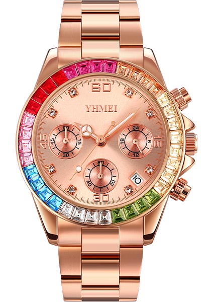 Gül Altın 2023 Yeni Izle Kadın Saatler Bayanlar Yaratıcı Çelik Kadın Bilezik Saatler Kadın Su Geçirmez Kronograf Saat Relogio Feminino (Yurt Dışından)