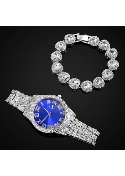 3 Parça Set Buzlu Out Izle Bilezik Kadınlar Için Hip Hop Erkekler Takı Kristal Kalp Tenis Küba Link Zinciri Bilezik Saat Seti Doğum Günü Hediyesi (Yurt Dışından) modelleri