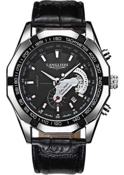 Siyah Siyah Langlıshı Otomatik Hareket Izle Erkek Saatler Üst Marka Lüks Ithal Hareketi Su Geçirmez Aydınlık Mekanik Kol Saati (Yurt Dışından)