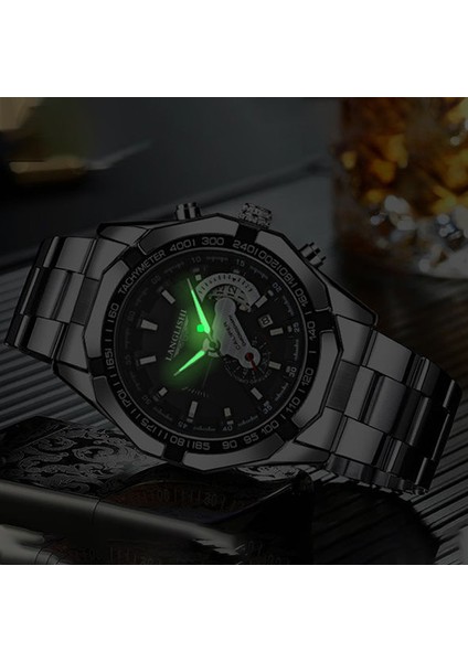 Siyah Siyah Langlıshı Otomatik Hareket Izle Erkek Saatler Üst Marka Lüks Ithal Hareketi Su Geçirmez Aydınlık Mekanik Kol Saati (Yurt Dışından) fırsatları