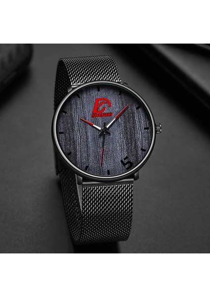 Örgü Gümüş Siyah Reloj Hombre Erkek Moda Ultra Ince Minimalist Saatler Erkekler Iş Paslanmaz Çelik Hasır Kemer Kuvars Izle Relogio Masculino (Yurt Dışından)