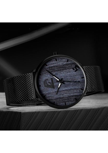 Örgü Gümüş Siyah Reloj Hombre Erkek Moda Ultra Ince Minimalist Saatler Erkekler Iş Paslanmaz Çelik Hasır Kemer Kuvars Izle Relogio Masculino (Yurt Dışından)