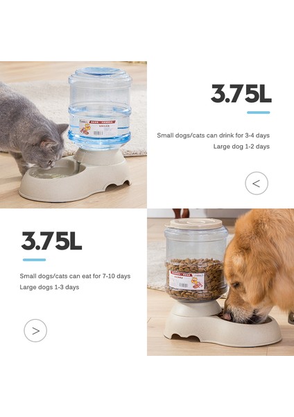 Besleyici Gri 3.75L Otomatik Gıda Su Pet Besleyici Plastik Köpek Maması Kase Su Sebili Köpek Kedi Köpek Tiryakisi (Yurt Dışından) fırsatları