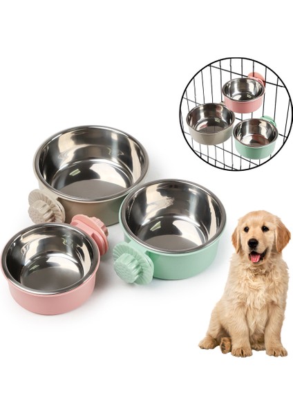 Gri S Pet Malzemeleri Paslanmaz Çelik Köpek Kase Besleyici Kafes Asılı Hayvan Mama Kabı Su Sebili Köpek Maması Kabı Kedi Kase Köpek Malzemeleri (Yurt Dışından)