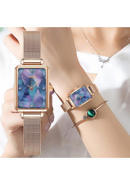Beyaz Lüks Kadın Paslanmaz Çelik Tel Örgü Izle Moda Bayanlar Kuvars Elmas Kol Saati Zarif Kadın Bilezik Izle Reloj Mujer Saat (Yurt Dışından)