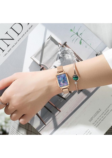 Beyaz Lüks Kadın Paslanmaz Çelik Tel Örgü Izle Moda Bayanlar Kuvars Elmas Kol Saati Zarif Kadın Bilezik Izle Reloj Mujer Saat (Yurt Dışından)