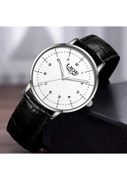 Lt Gümüş Mavi Lıge Moda Erkekler Izle 30 M Su Geçirmez Basit Iş Erkekler Için Izle Aydınlık Eller Kuvars Deri Kol Saati Montre Homme (Yurt Dışından) modelleri