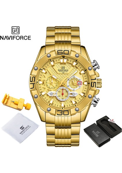 Gg Box Navıforce Moda Saatler Erkekler Için Lüks Orijinal Klasik Kuvars Saat Analog Kronograf Spor Su Geçirmez Çelik Bant Kol Saati (Yurt Dışından)