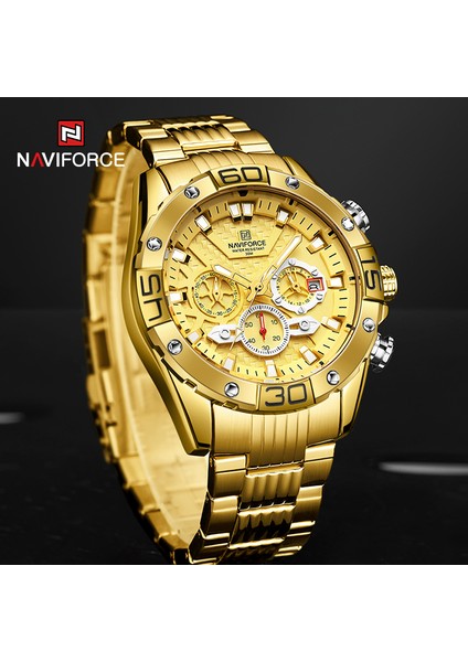 Gg Box Navıforce Moda Saatler Erkekler Için Lüks Orijinal Klasik Kuvars Saat Analog Kronograf Spor Su Geçirmez Çelik Bant Kol Saati (Yurt Dışından)